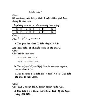 Đề thi Toán Lớp 7